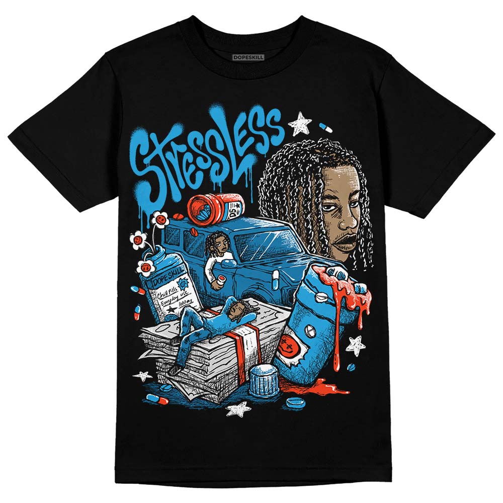 Jordan 4 Retro Military Blue DopeSkill T-Shirt Stressless Graphic Streetwear - Black