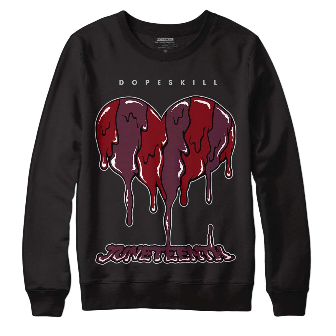 Jordan 5 Retro Burgundy (2023) DopeSkill Sweatshirt Juneteenth Heart Graphic Streetwear - Black