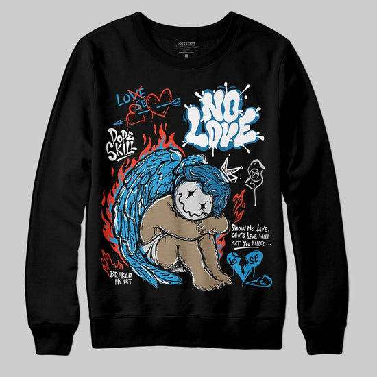 Jordan 4 Retro Military Blue DopeSkill Sweatshirt No Love Graphic Streetwear - Black