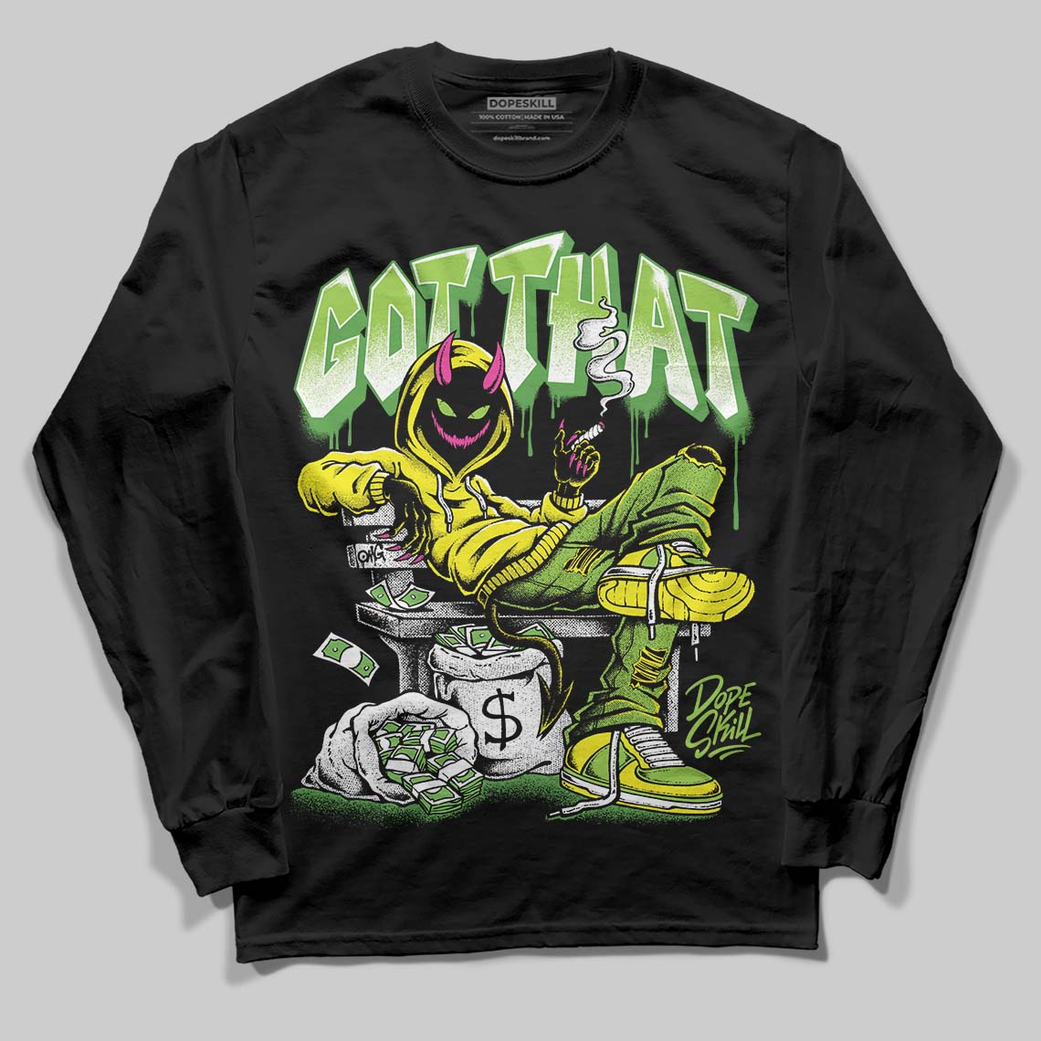 Neon Green Sneakers DopeSkill Long Sleeve T-Shirt Got That Graphic Streetwear - Black