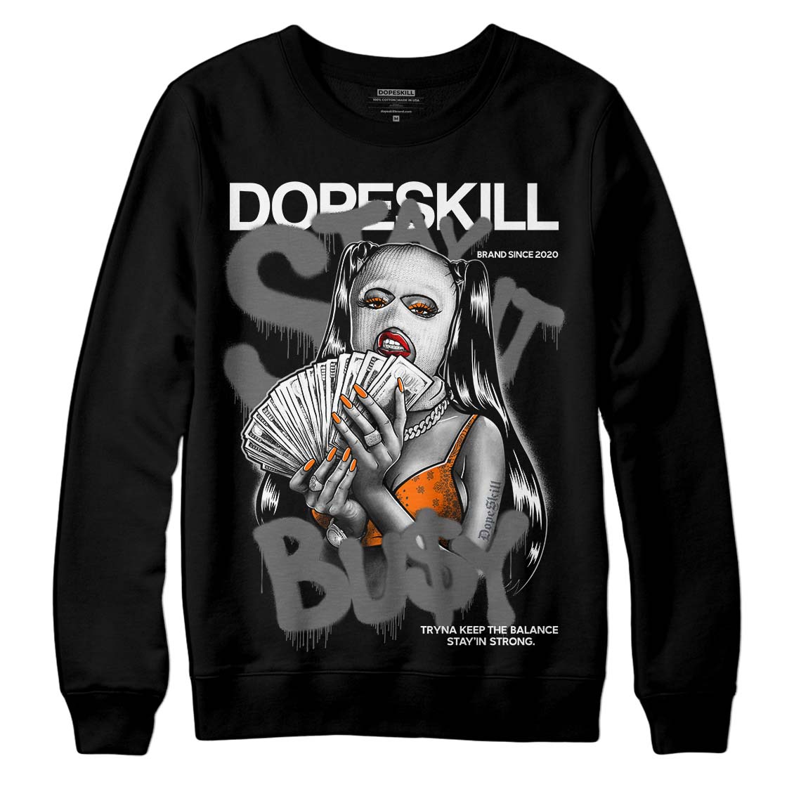 Jordan 3 Retro 'Fear Pack' DopeSkill Sweatshirt Stay It Busy Graphic Streetwear - Black