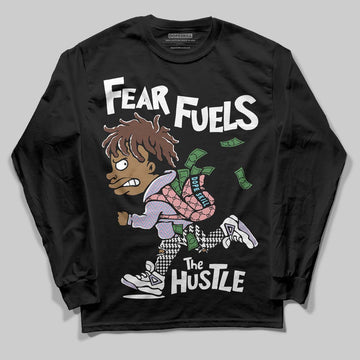 Harris Tweed x Dunk Low Denim Turquoise and Baroque Brown DopeSkill Long Sleeve T-Shirt Fear Fuels The Hustle Graphic Streetwear - Black