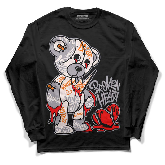 Jordan 2 Cement Grey DopeSkill Long Sleeve T-Shirt Broken Heart Graphic Streetwear - Black