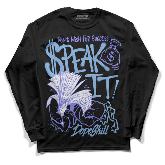 University Blue Sneakers DopeSkill Long Sleeve T-Shirt Speak It Graphic Streetwear - Black