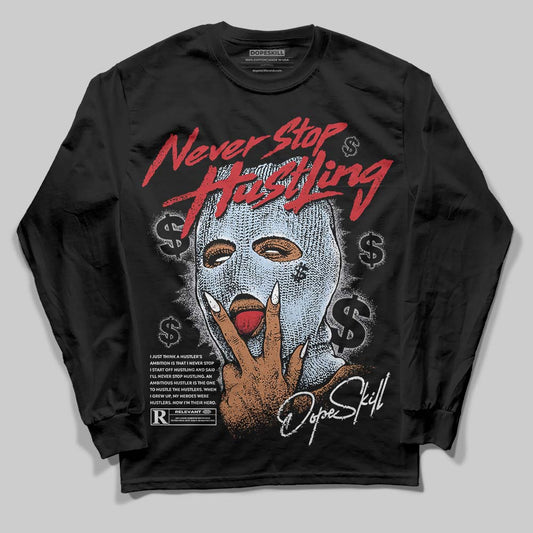 Jordan 5 Retro OG Black Metallic Reimagined DopeSkill Long Sleeve T-Shirt Never Stop Hustling Graphic Streetwear - black