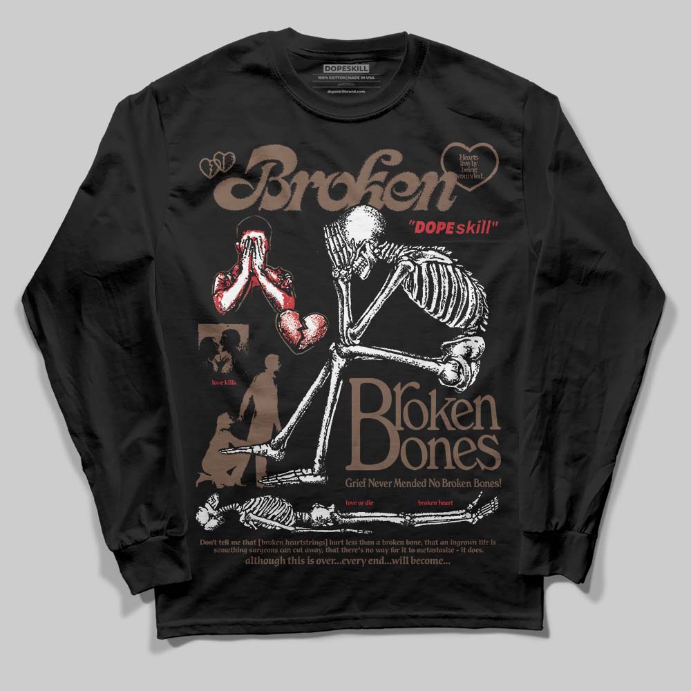 Jordan 9 'Olive' DopeSkill Long Sleeve T-Shirt Broken Bones Graphic Streetwear - Black