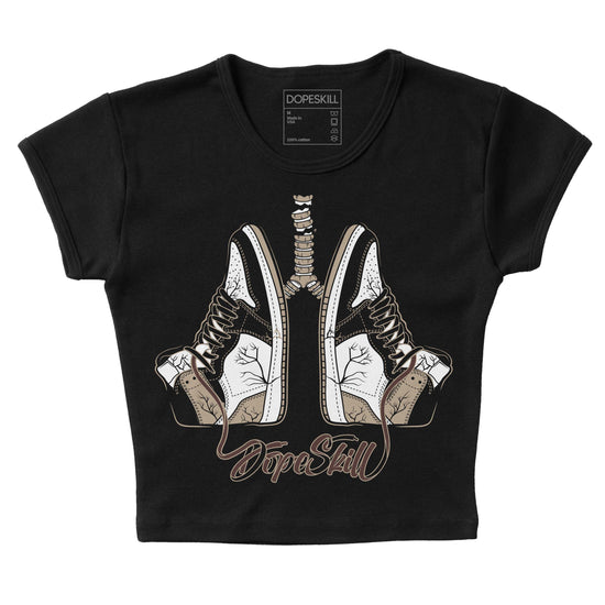 Jordan 1 High OG “Latte” DopeSkill Women's Crop Top Breathe Graphic Streetwear - Black