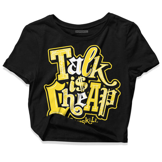 Jordan 11 Low 'Yellow Snakeskin' DopeSkill Women's Crop Top Talk Is Chip Graphic Streetwear - Black