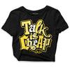 Jordan 11 Low 'Yellow Snakeskin' DopeSkill Women's Crop Top Talk Is Chip Graphic Streetwear - Black