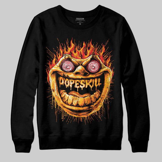 Orange, Black and White Sneakers DopeSkill Sweatshirt Hellfire Graphic Streetwear - black