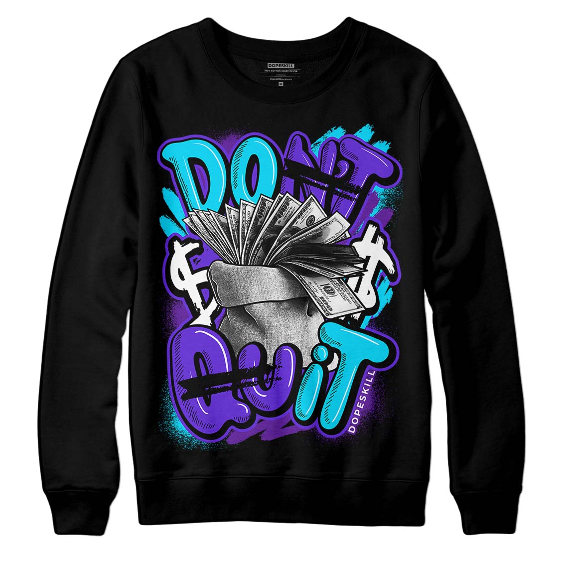 Jordan 6 "Aqua" DopeSkill Sweatshirt Don't Quit Graphic Streetwear - Black 