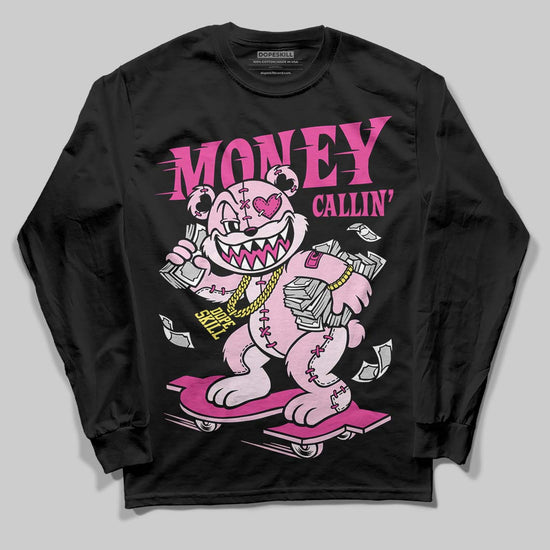 Pink Sneakers DopeSkill Long Sleeve T-Shirt Money Callin' Graphic Streetwear - Black