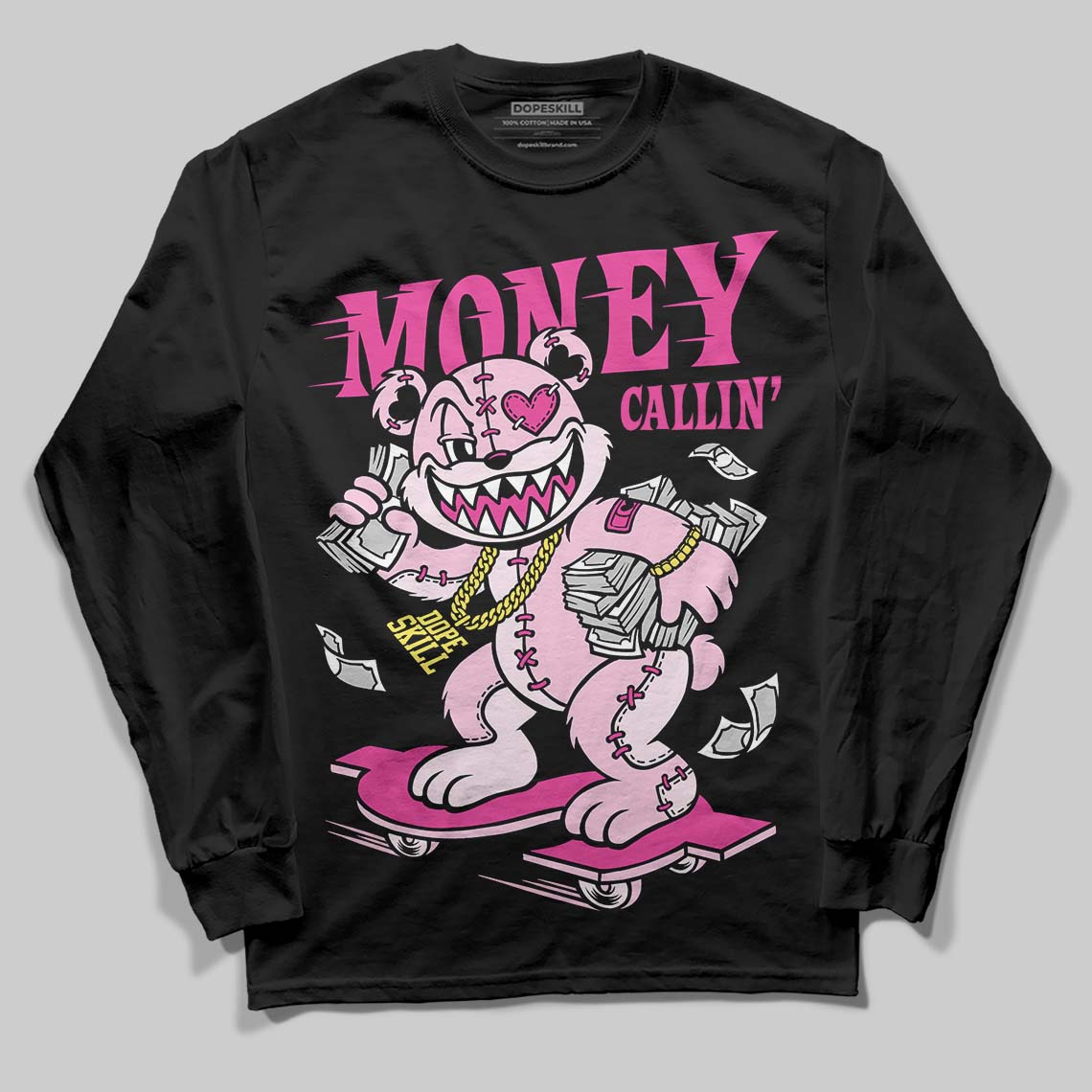 Pink Collection DopeSkill Long Sleeve T-Shirt Money Callin' Graphic