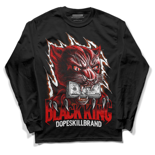 Jordan 4 Retro Red Cement DopeSkill Long Sleeve T-Shirt Black King Graphic Streetwear - Black