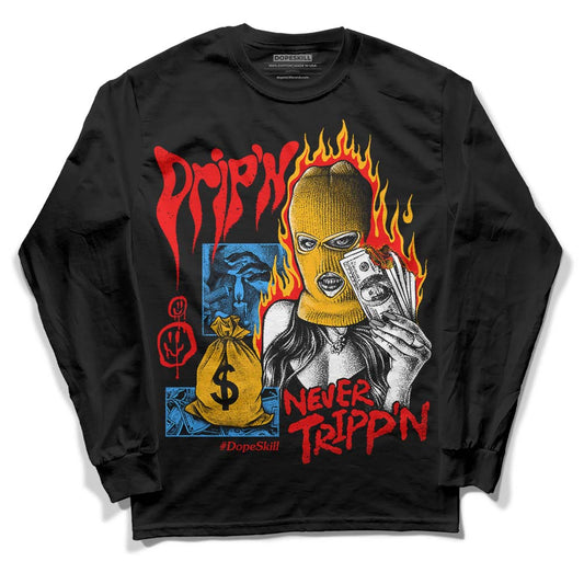 Red Sneakers DopeSkill Long Sleeve T-Shirt Drip'n Never Tripp'n Graphic Streetwear - Black