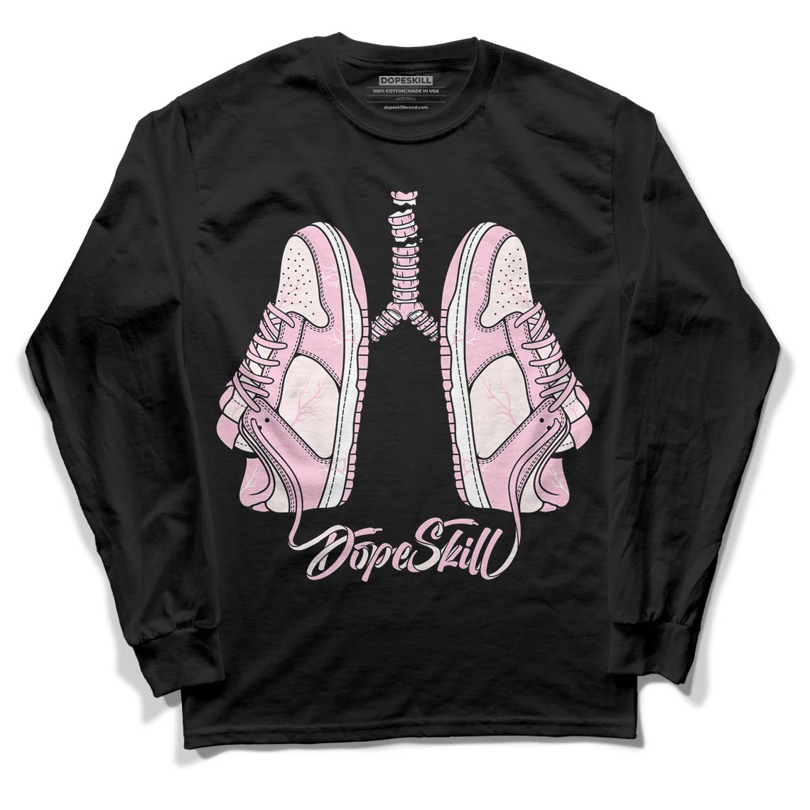 Dunk Low LX Pink Foam DopeSkill Long Sleeve T-Shirt Breathe Graphic Streetwear - Black