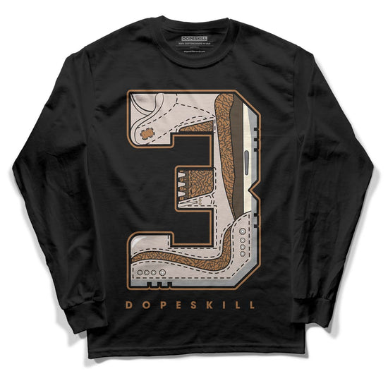 Jordan 3 Retro Palomino DopeSkill Long Sleeve T-Shirt No.3 Graphic Streetwear - Black