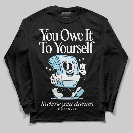 Vans Knu Stack Vintage Satin Dream Blue DopeSkill Long Sleeve T-Shirt Owe It To Yourself Graphic Streetwear - Black