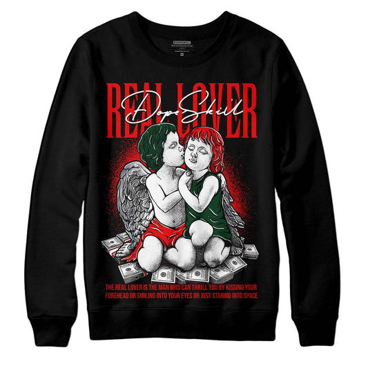 Jordan 2 White Fire Red DopeSkill Sweatshirt Real Lover Graphic Streetwear - Black