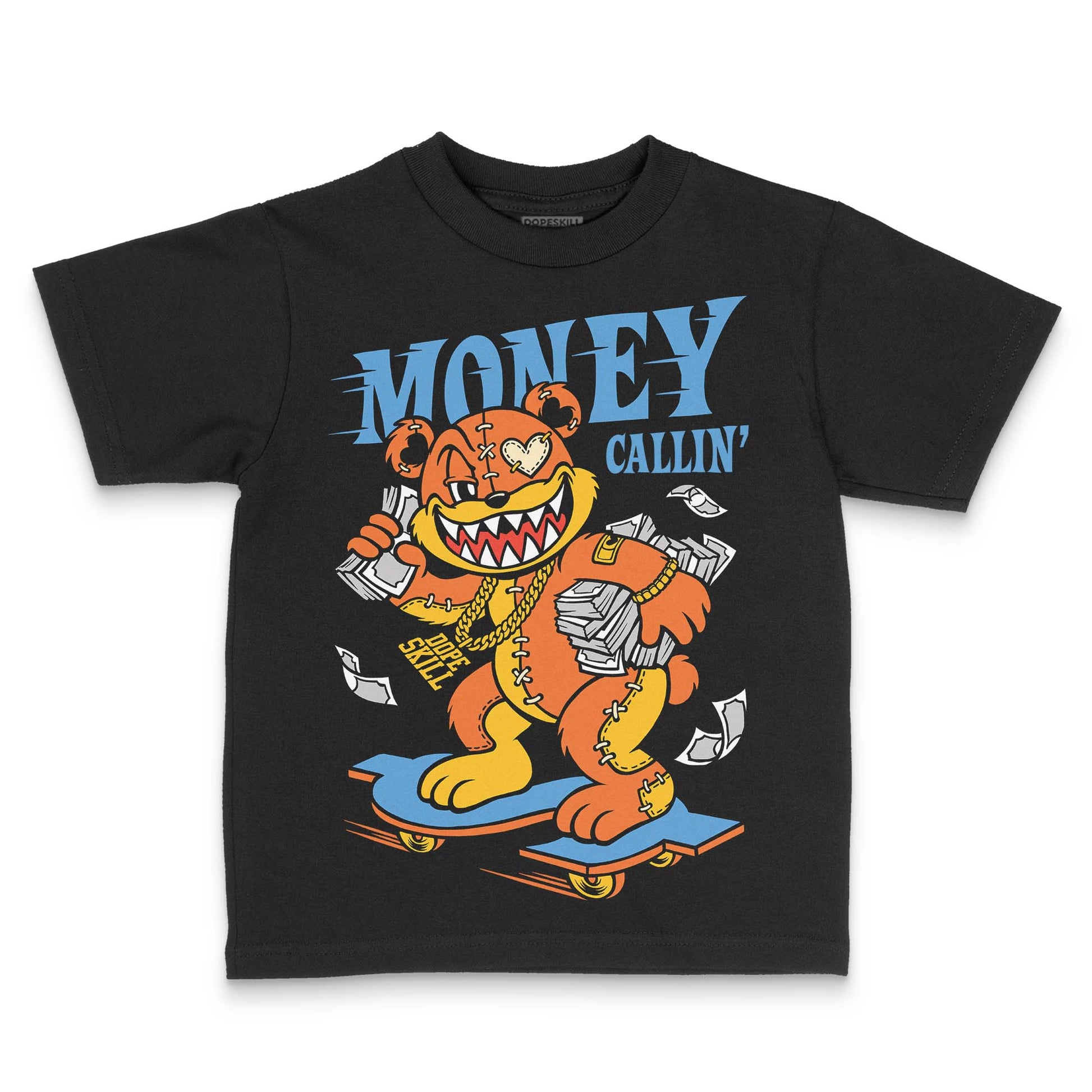 Orange, Black and White Sneakers DopeSkill Toddler Kids T-shirt Money Callin' Graphic Streetwear - Black
