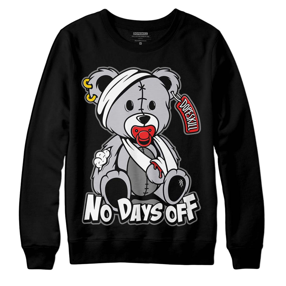 Grey Sneakers DopeSkill Sweatshirt Hurt Bear Graphic Streetwear - Black