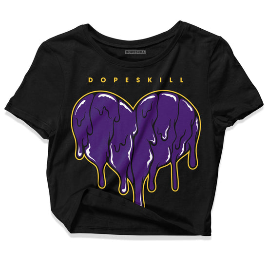 Jordan 12 "Field Purple" DopeSkill Women's Crop Top Slime Drip Heart Graphic Streetwear - Black