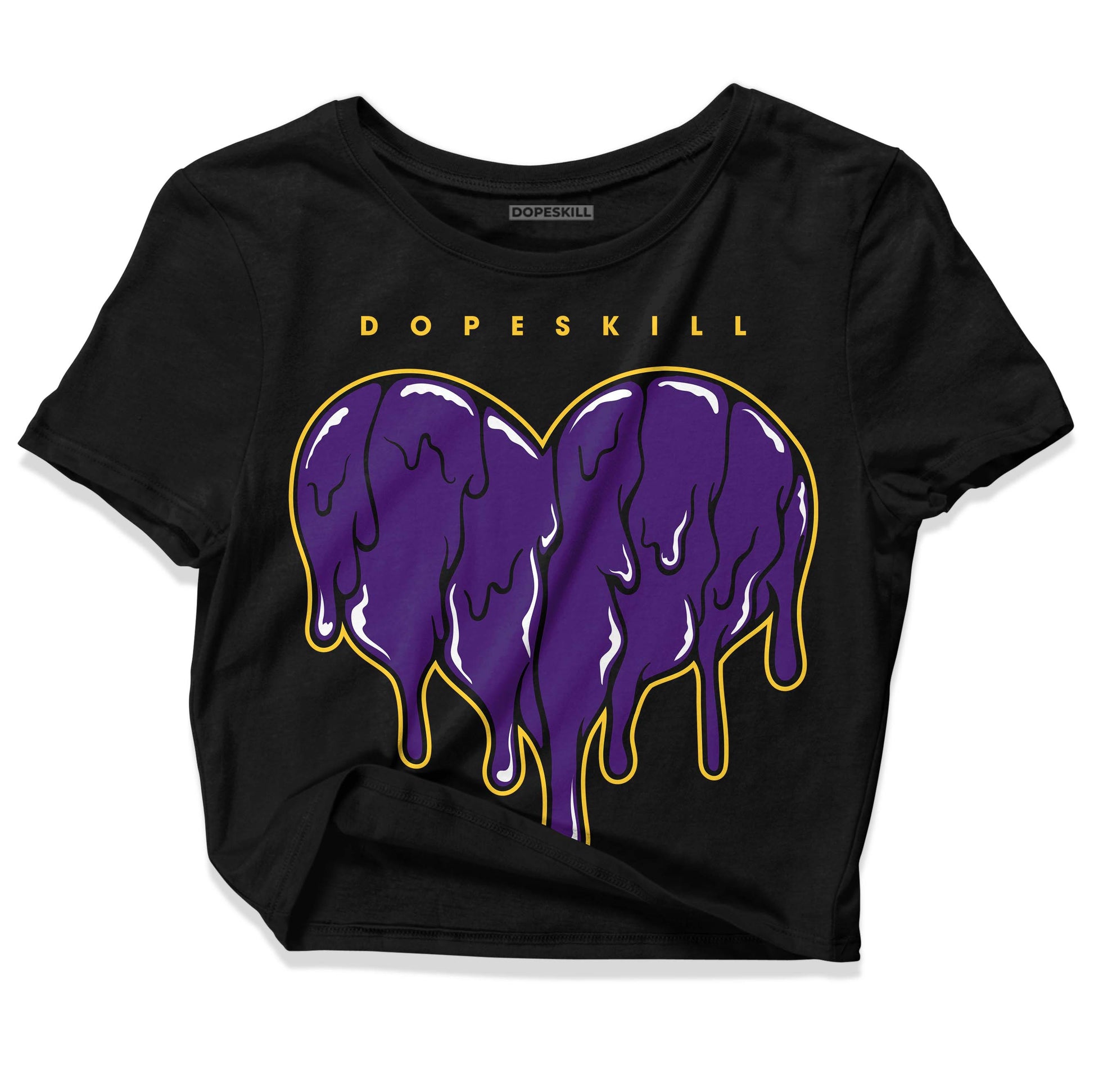 Jordan 12 "Field Purple" DopeSkill Women's Crop Top Slime Drip Heart Graphic Streetwear - Black