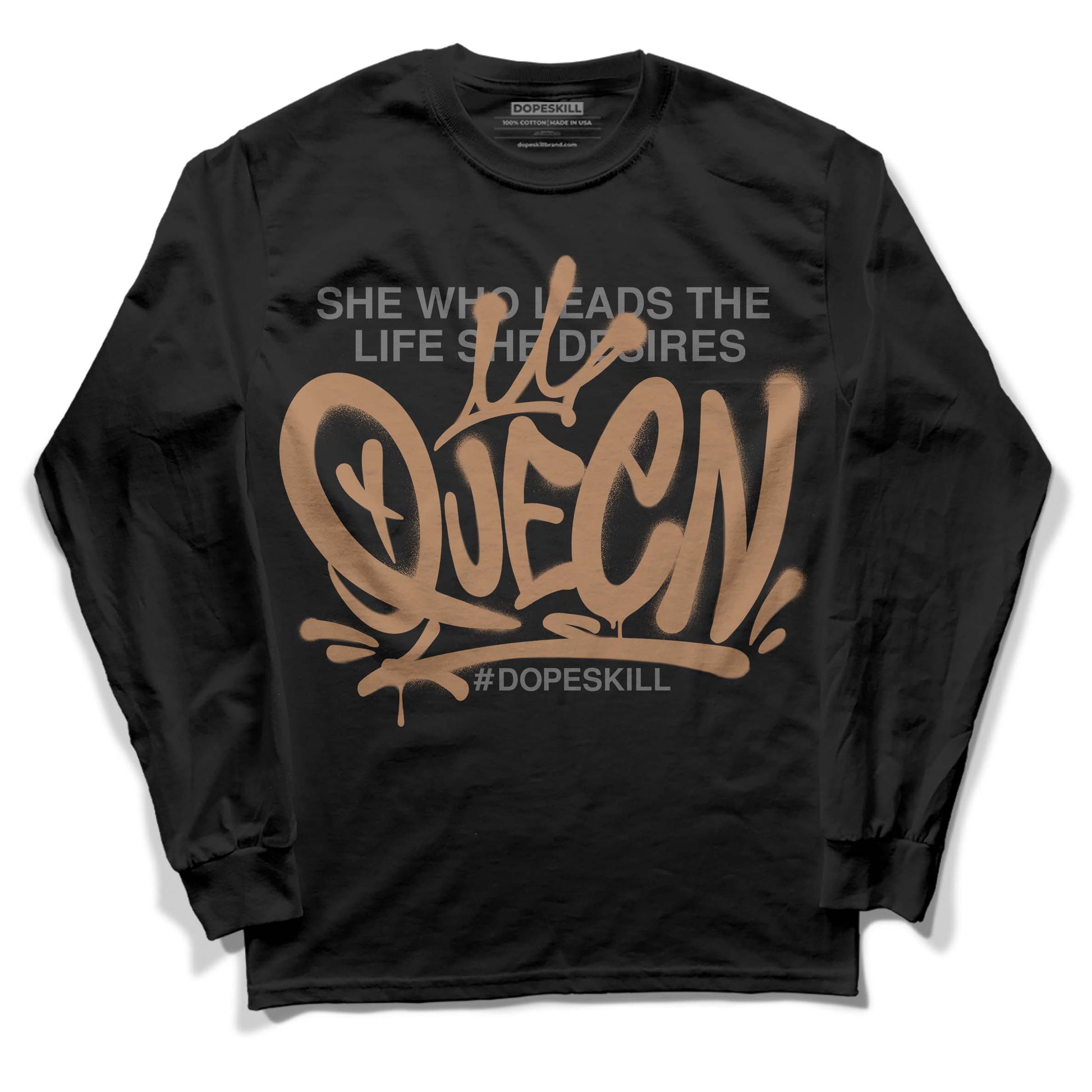 Jordan 6 WMNS Gore-Tex Brown Kelp DopeSkill Long Sleeve T-Shirt Queen Graphic Streetwear - Black