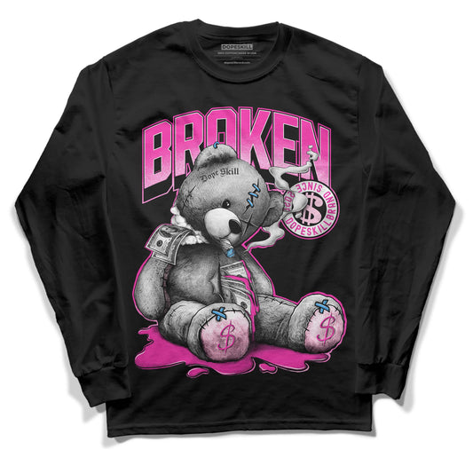 Pink Sneakers DopeSkill Long Sleeve T-Shirt Sick Bear Graphic Streetwear - Black