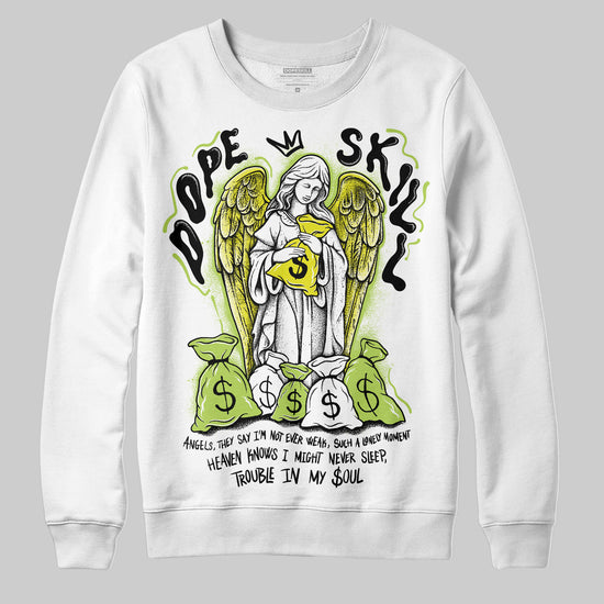 Jordan 13 Retro Bright Cactus DopeSkill Sweatshirt Angels Graphic Streetwear - White 