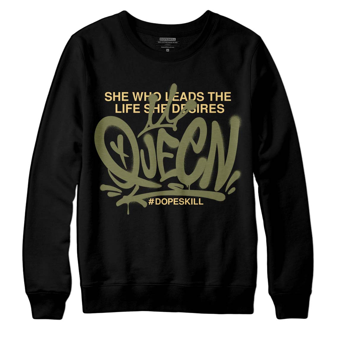 Jordan 4 Retro SE Craft Medium Olive DopeSkill Sweatshirt Queen Graphic Streetwear - Black