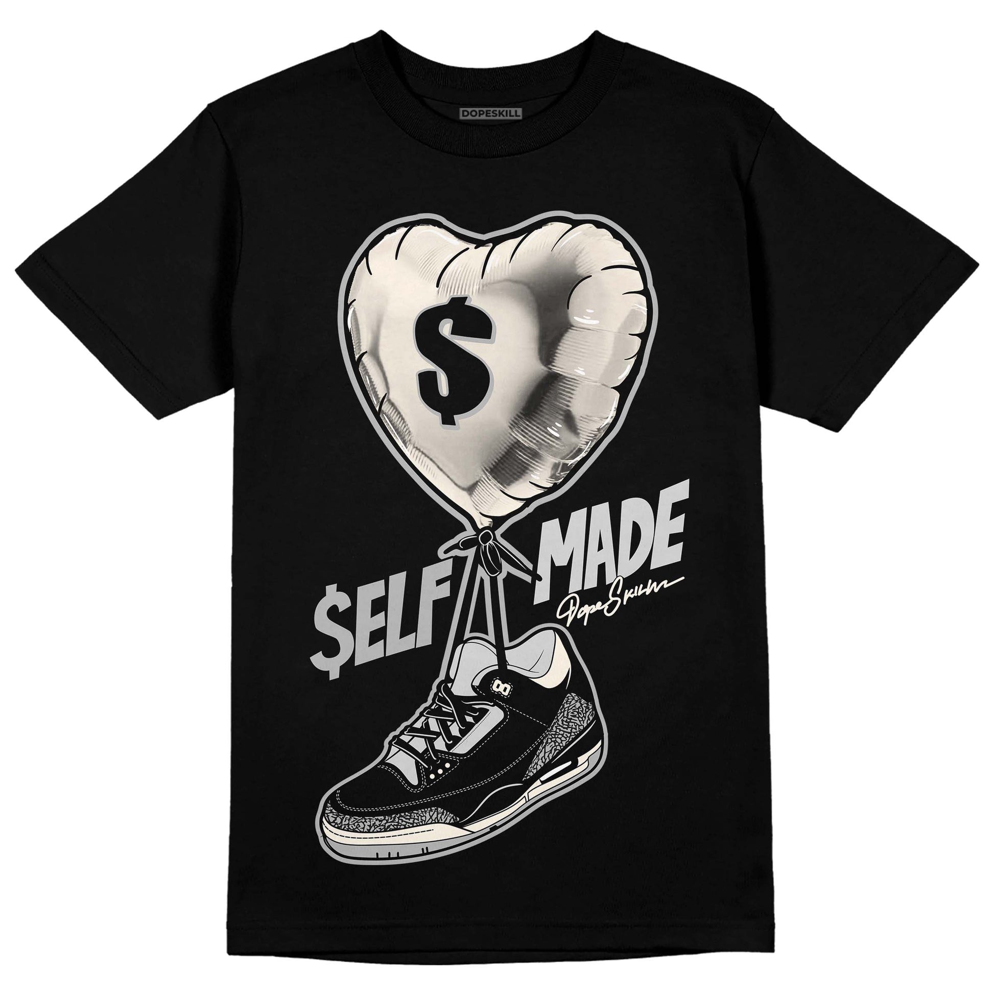 Jordan 3 “Off Noir” DopeSkill T-Shirt Self Made Graphic Streetwear - Black