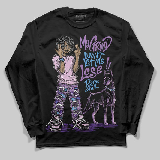 PURPLE Sneakers DopeSkill Long Sleeve T-Shirt My Grind Won't Let Me Lose Graphic Streetwear - Black