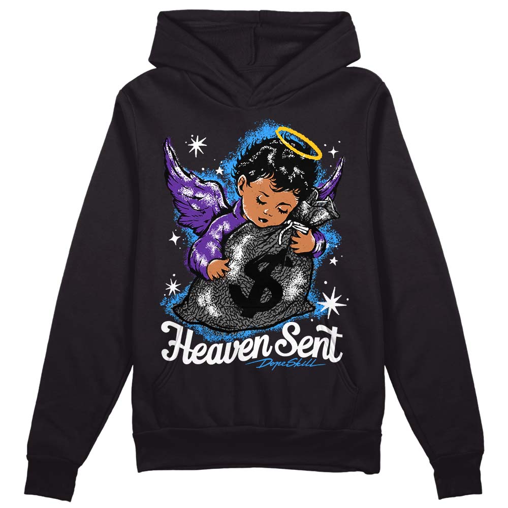 Jordan 3 Dark Iris DopeSkill Hoodie Sweatshirt Heaven Sent Graphic Streetwear - Black
