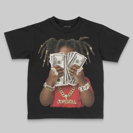 Jordan 4 Retro Toro Bravo DopeSkill Toddler Kids T-shirt Rich Youth Graphic Streetwear - Black