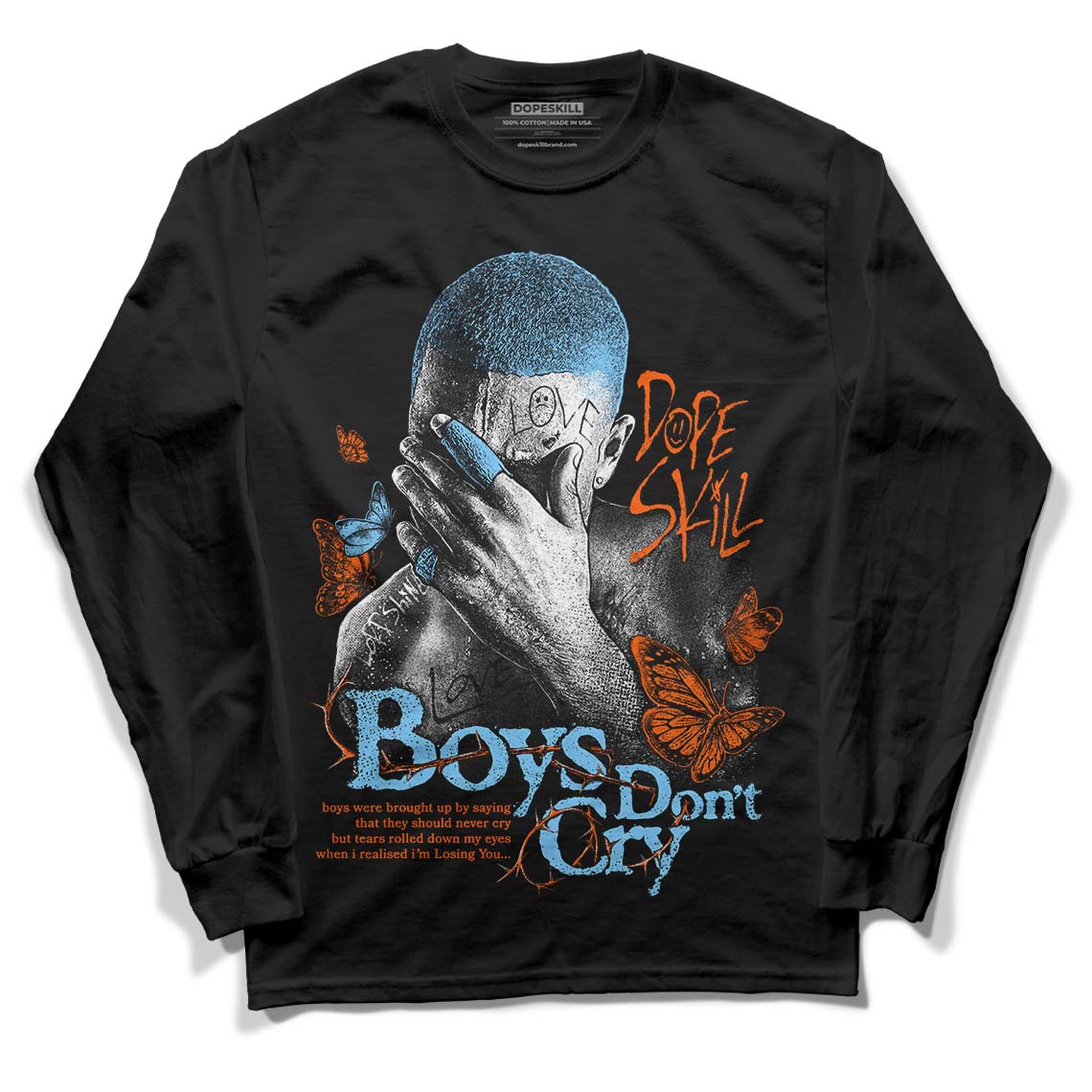 Dunk Low Futura University Blue DopeSkill Long Sleeve T-Shirt Boys Don't Cry Graphic Streetwear - Black