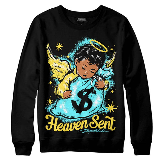 Jordan 5 Aqua DopeSkill Sweatshirt Heaven Sent Graphic Streetwear - Black