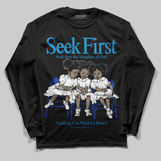 Royal Blue Sneakers DopeSkill Long Sleeve T-Shirt New Seek First Graphic Streetwear - Black