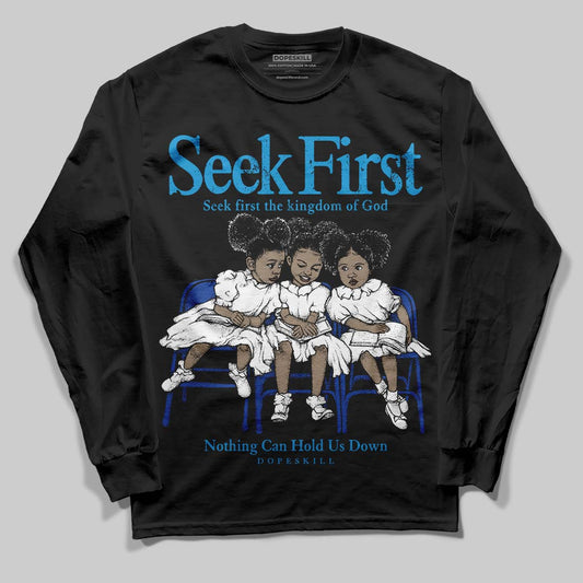 Royal Blue Sneakers DopeSkill Long Sleeve T-Shirt New Seek First Graphic Streetwear - Black