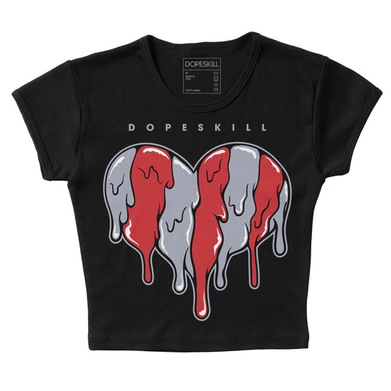 Jordan 4 “Bred Reimagined” DopeSkill Women's Crop Top Slime Drip Heart Graphic Streetwear - Black