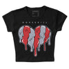 Jordan 4 “Bred Reimagined” DopeSkill Women's Crop Top Slime Drip Heart Graphic Streetwear - Black