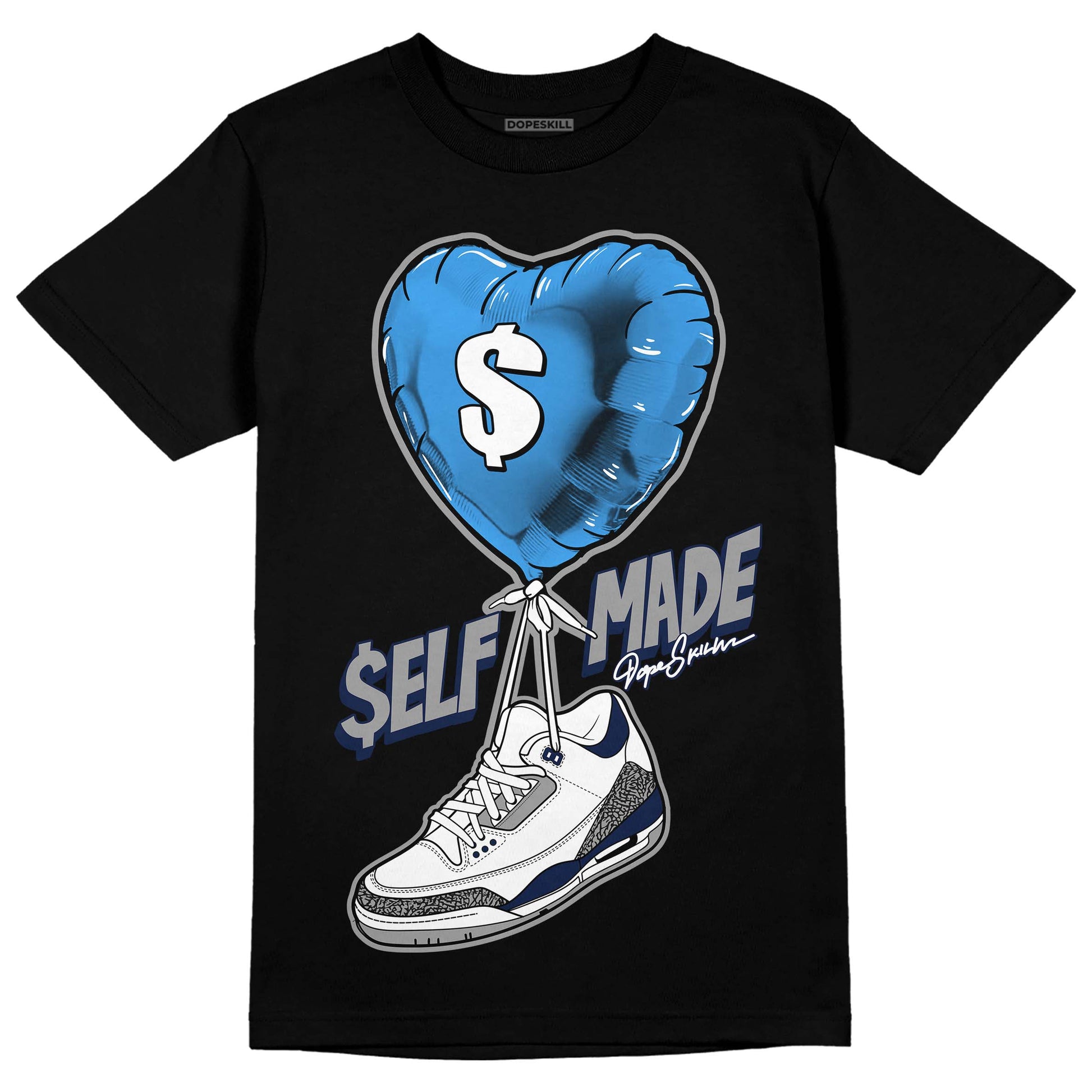 Jordan 3 "Midnight Navy" DopeSkill T-Shirt Self Made Graphic Streetwear  - Black 