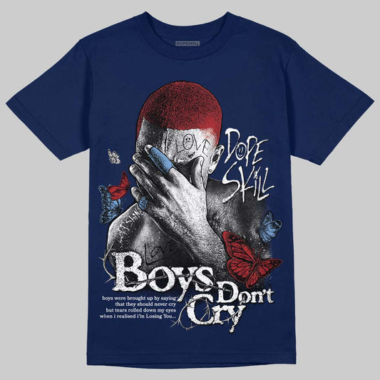 Jordan 1 High OG "Midnight Navy" DopeSkill Navy T-shirt Boys Don't Cry Graphic Streetwear