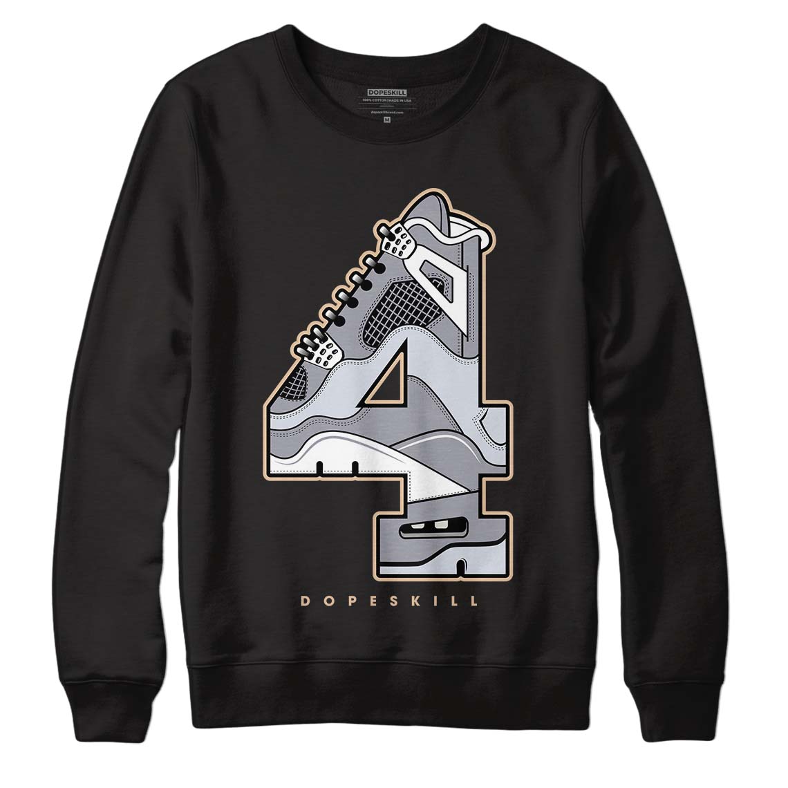 Jordan 4 Retro Frozen Moments DopeSkill Sweatshirt No.4 Graphic Streetwear - Black 