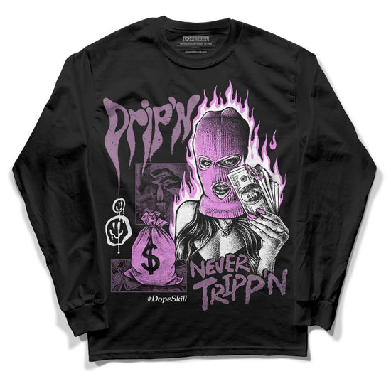 Jordan 2 “Mauve/Off-Noir” DopeSkill Long Sleeve T-Shirt Drip'n Never Tripp'n Graphic Streetwear - Black