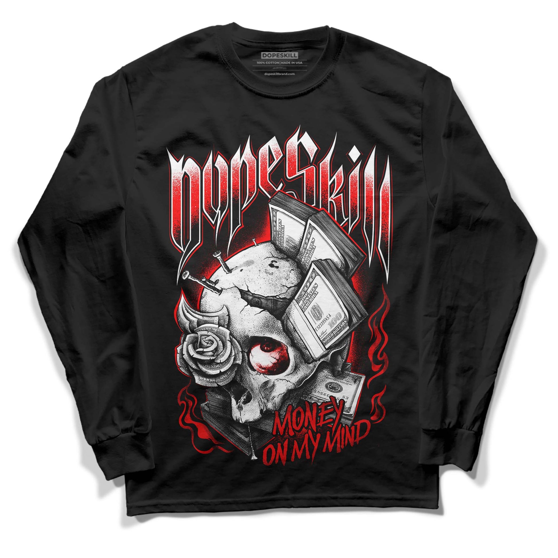 Jordan 1 Retro High OG "Satin Bred" DopeSkill Long Sleeve T-Shirt Money On My Mind Graphic Streetwear - Black