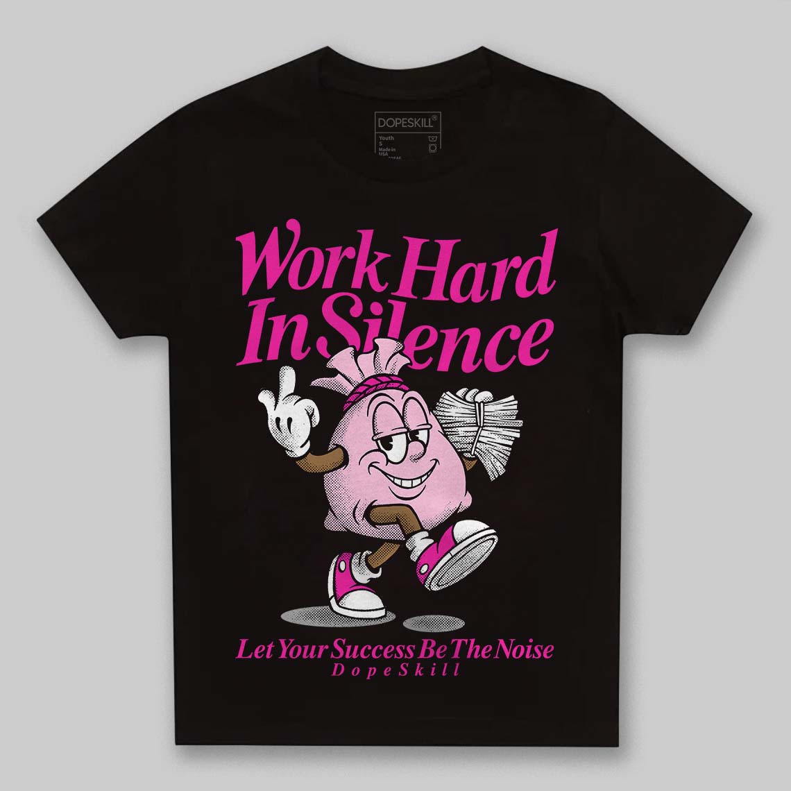 Pink Sneakers DopeSkill Toddler Kids T-shirt Work Hard In Silence Graphic Streetwear - Black