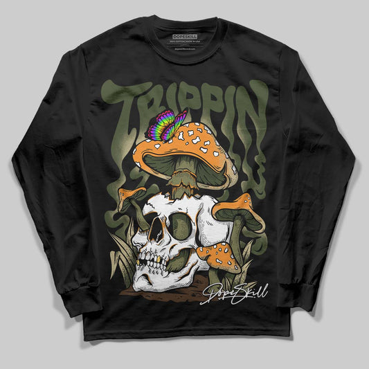 Olive Sneakers DopeSkill Long Sleeve T-Shirt Trippin Graphic Streetwear - Black