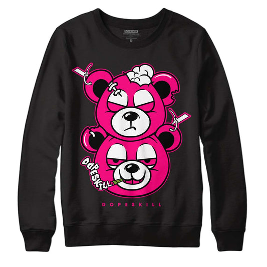 Jordan 1 Low GS “Fierce Pink” Dopeskill Sweatshirt New Double Bear Graphic Streetwear - Black