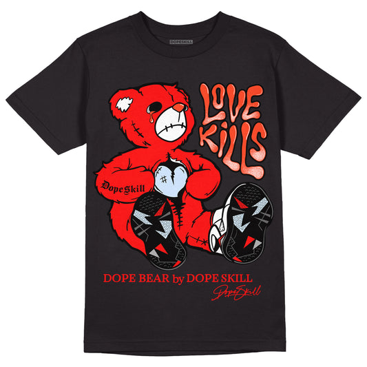 Jordan 7 White Infrared DopeSkill T-Shirt Love Kills Graphic Streetwear - Black 